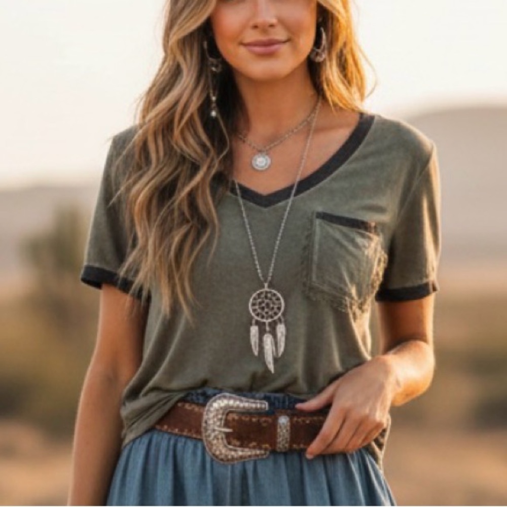 POL Olive Green Short Sleeve Tee